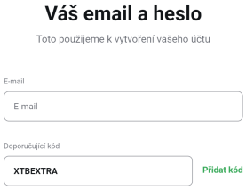 zadání referenčního kódu XTBEXTRA během registrace u XTB