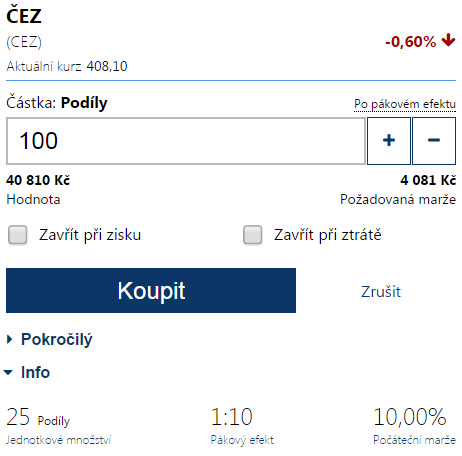 ČEZ akcie - nákup